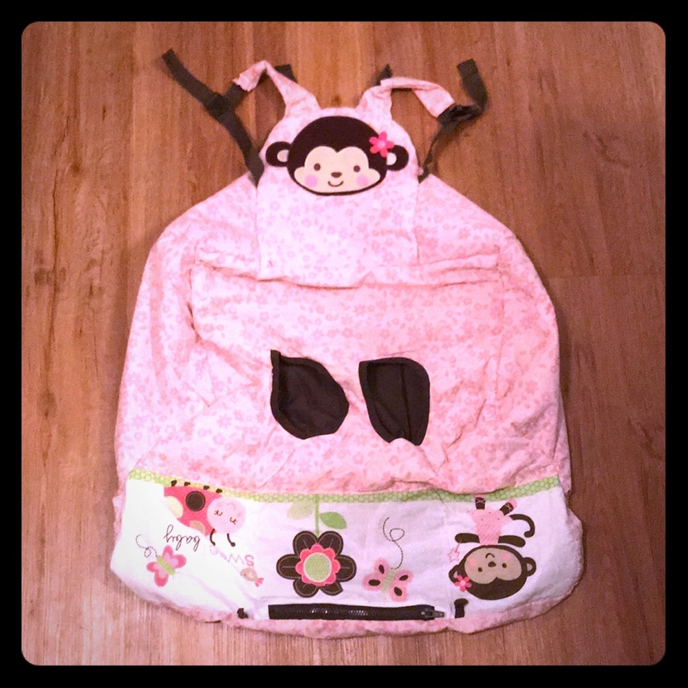 Carters Shopping Cart Cover Pink Monkeys NEW